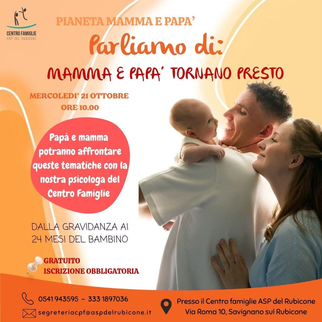 Locandina Parliamo di: mamma e papà tornano presto