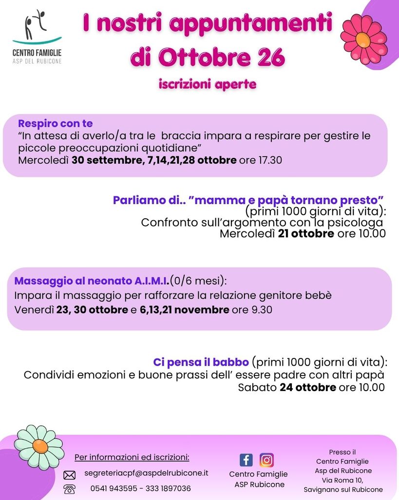 Locandina I nostri appuntamenti di ottobre 26