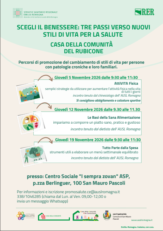 Volantino con indicate le date dell'incontro con le specifiche attività e suggerimenti